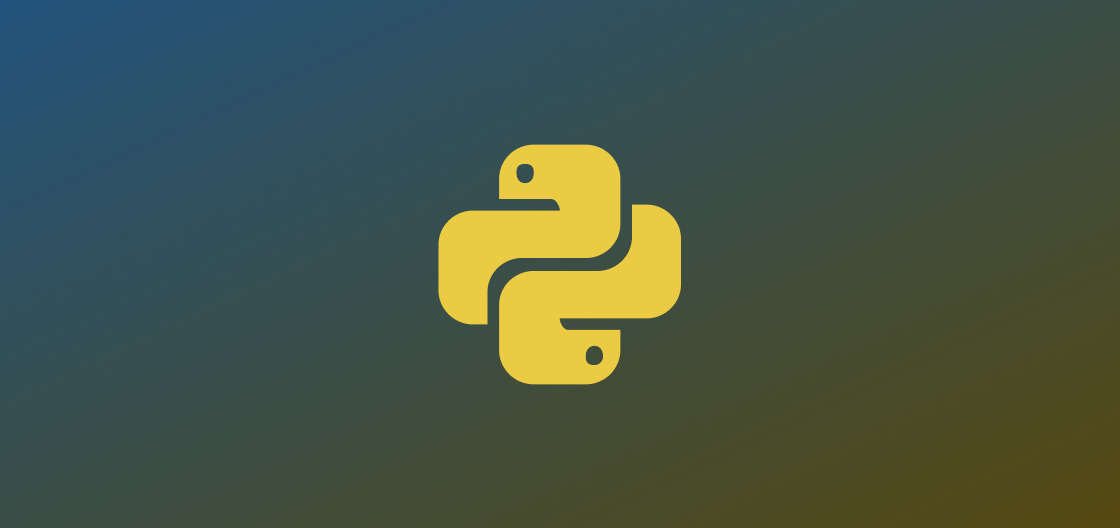 Logo amarelo da linguagem de programação Python em fundo azul-amarelado